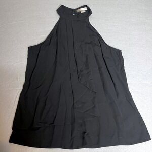 Halter Neck Ruffle Blouse Black